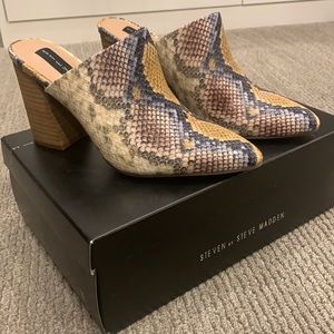 Brand new Snakeskin Mules by Steven “Steve Madden”